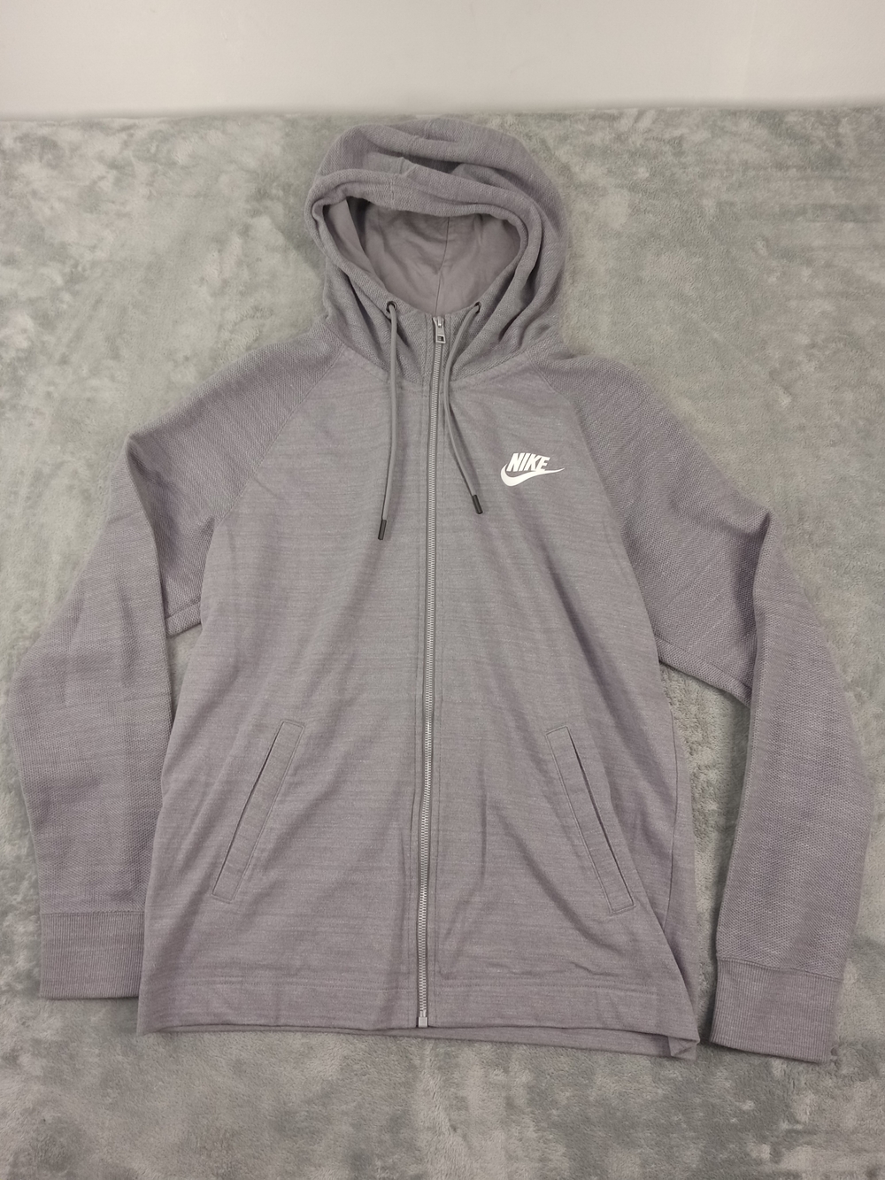Nike Men's Light Gray Full-Zip Hooded Jacket Size Medium